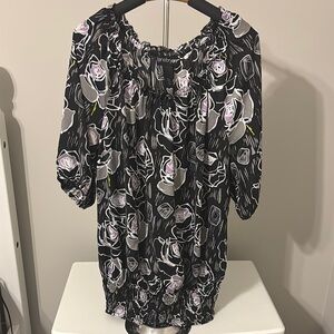 Black and White Floral Women's Top